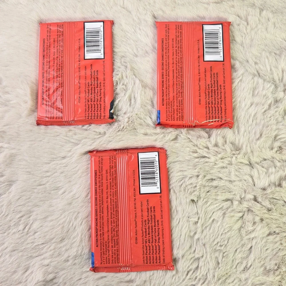 Lot of 3 Action Packed Racing 1994 Series One NASCAR Card Packs Sealed Gold Leaf